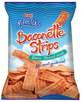 BACONETTE STRIPS VEGETARIAN BACON FLAVORED SNACK 90 g – OISHI