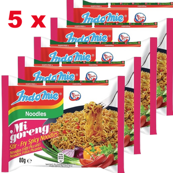 5 x INSTANT NOODLES MI GORENG STIR FRY SPICY 80 g - INDOMIE