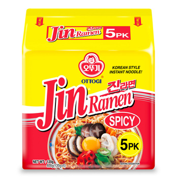 5 x INSTANT NOODLES JIN RAMEN SPICY 120 g - OTTOGI